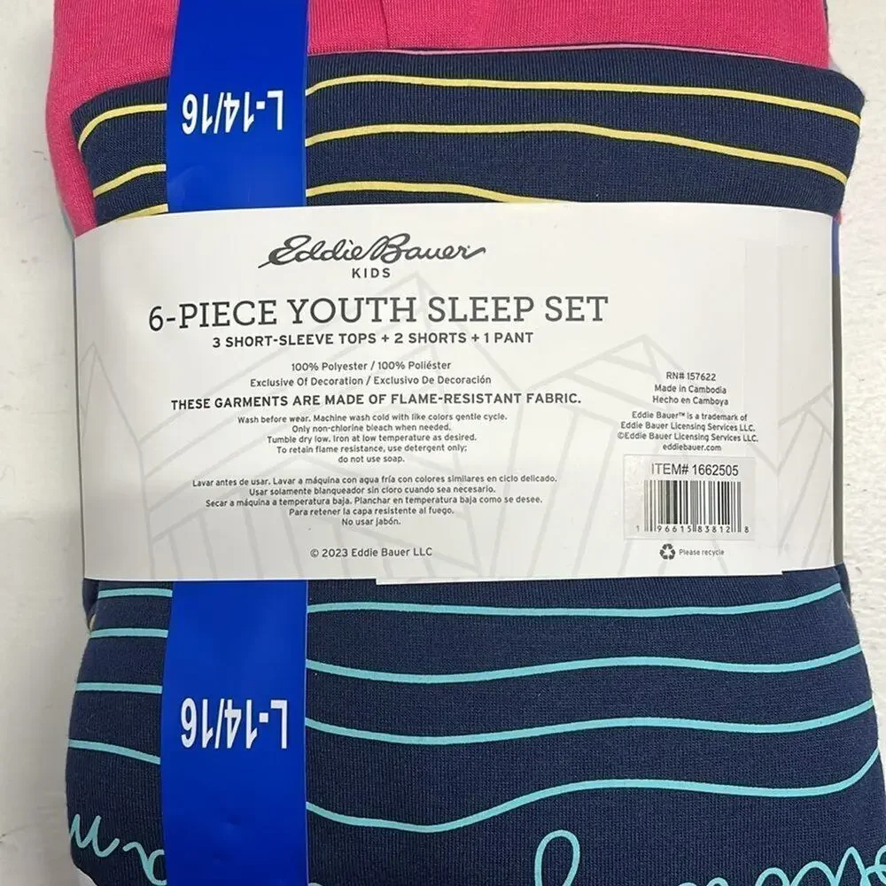 Eddie Bauer Comfy 6-piece Cozy Pajama Set Girls Size L (14-16)